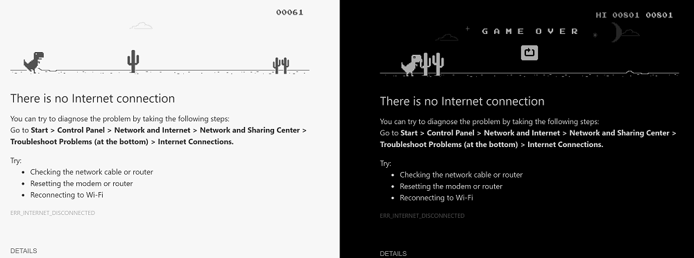 Google Chrome S Offline Dinosaur Game Now Has A Day Night Cycle